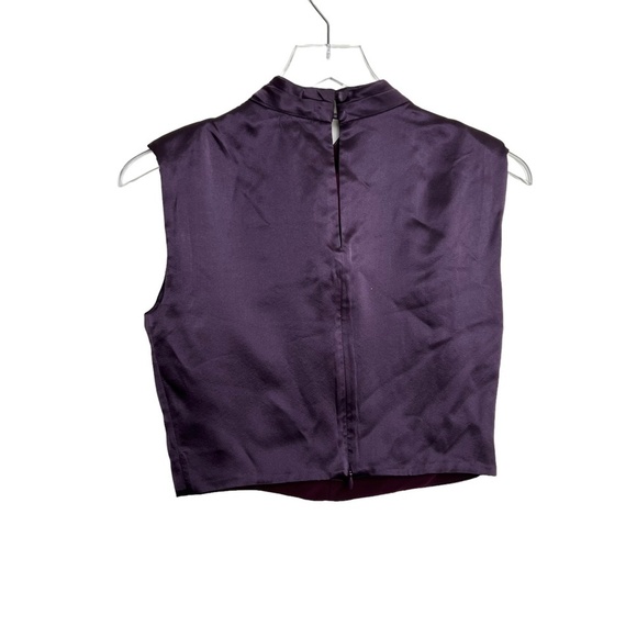 NICHOLAS | Emmie Silk Crop Top Keyhole Purple Shoulder Pads Blouse - Picture 2 of 6